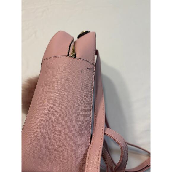 ALDO Pink Faux Leather Glitter Embellished Purse Backpack Sparkly Fur Keychain - Picture 11 of 11